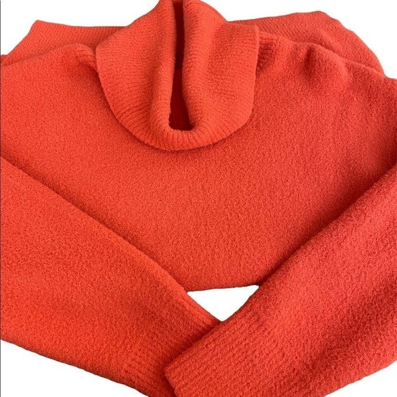 NEW Chico Rain and Rose Sweater Plush Cowl Neck Pullover Orange Long Large - Picture 2 of 5